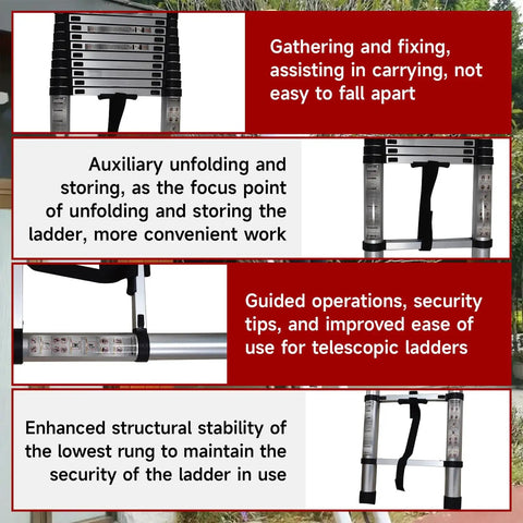 10.5 Foot Telescoping Aluminum Ladder, Folding Go-To Tool, Non Slip Multi-Use Step and Extension Ladder, Inward Sliding Collapsible Design, Easy Open and Close, Compact Storage, Supports Up to 330 Lbs for Home Garage and Outdoors