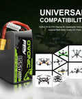 6S 22.2V 1550mAh LiPo Battery With XT60 Connector for RC FPV Racing Drones and Quadcopters 100C Discharge Soft Case
