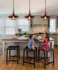 Industrial Pendant Lights 2 Pack For Kitchen Island Farmhouse Style Hanging Fixtures With Adjustable Chains installed in kitchen