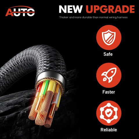 Cutaway view of a durable wiring harness showcasing internal wires with protective casing for automotive use.