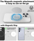 Image showing Magnetic Portable SSD 1TB for iPhone MagSafe with easy magnetic attachment and ring feature for various phone cases.