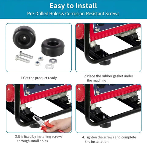 Heavy Duty Anti Vibration Rubber Feet For Generators Pressure Washers And Compressors Trailers 1 By 2.5 Inches Four Piece Set With Screw Kit Pro Grade Durable Mounting Feet