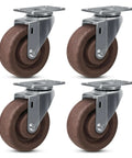 Built Like A Tank High Temp Caster Wheels For Bakery Ovens 570F Heat Resistant Glass Filled Nylon Swivel Rollers set of four.