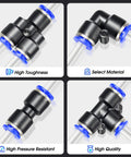 Clear PU Air Hose connectors showing high toughness, select material, pressure resistance, and quality for pneumatic tools