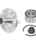Front Wheel Hub Repair Kit With Bearing, Studs, Snap Ring And Axle Nut All In One Replacement for Non Integral Hubs with Forged Flange