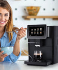 Super Fully Automatic Bean To Cup Espresso Coffee Machine With 7 Inch HD Touchscreen and 11 Custom Recipes in kitchen.