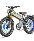 Heavy Duty Fat Tire Electric Bike Featuring Badass 6000 W Dual Motor Kickin 46 Mph Speed And A Massive 255 Mile Range Battery with fat tires and LED lights.