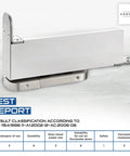 Heavy Duty Door Closer And Hidden Pivot Hinges With Stainless Steel Shaft For Wood And Metal Doors Self Closing Quiet Operation Durable Aluminum Alloy Hardware Made In Taiwan, shown in a test report display.