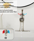 Waterfall Bathroom Faucet Brushed Nickel With Single Handle One Hole Deck Mount Vanity Tap Basin Mixer Includes Drain Assembly And Cover Plate For 1 Or 3 Hole Sinks Easy Install No Fuss on bathroom sink with water running