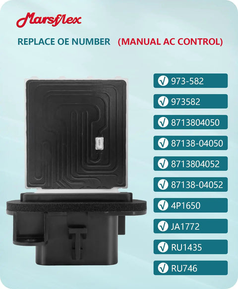 Toyota Tacoma Blower Motor Resistor For Manual AC Control Upgrade Replaces 973-582 And 87138-04050 part on blue background