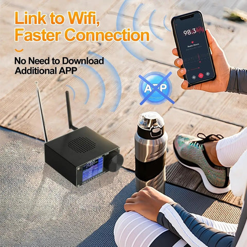 Portable SDR Radio Receiver With Si4732 All Band Shortwave 4.17 Update WiFi CW RTTY Decoding on outdoor deck with WiFi link