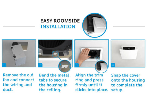 Easy installation steps for Attic Free Bathroom Exhaust Fan With Bright Built In Light And Three Speed Airflow.
