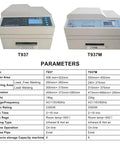 Comparison of T937 and T937M reflow soldering machines with specs; includes 3300W Automatic Reflow Soldering Machine With LCD Screen.