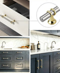 10 Pack Brushed Nickel And Gold Cabinet Handles And Drawer Knobs Set, Seven And A Half Inch Hole Center, Zinc Alloy Furniture Pulls