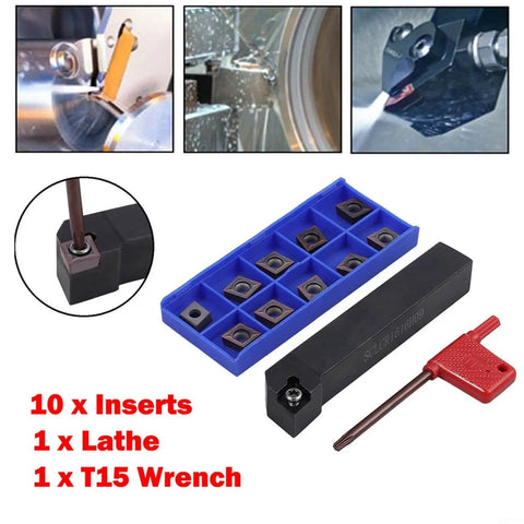 Lathe Boring Bar Tool Holder SCLCR1616H09 16x100mm with inserts and wrench for precision turning and finishing applications