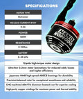 Nano Brushless Motor With 11T Steel Pinion featuring specifications like 12-pole design and CNC-machined heatsink for SCX30 and ASCENT-32.