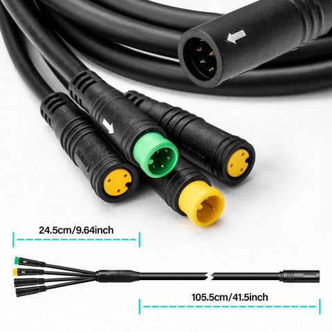 1T4 EB Bus Wiring Harness For Bafang BBS01B BBS02B BBS HD Mid Drive Motors UART Version Plug And Play Waterproof Cable With Display Throttle Brake And Controller Connectors For Electric Bike Conversions