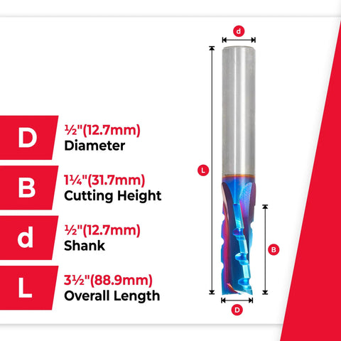 Spektra Tool Life Solid Carbide CNC Router Bit For Phenolic Resin And Composite Cutting With Chipbreaker Slow Helix Up Cut, 3 Flute