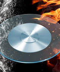 Clear Glass Rotating Tray For Dining And Decor, 360 Degree Turntable Lazy Susan, Round Serving Plate with water and flame effects