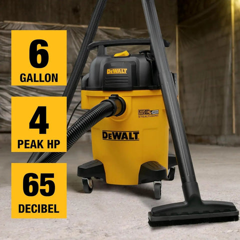 Pro Grade Stealthsonic 6 Gallon Wet Dry Shop Vacuum Ultra Quiet 4 Peak HP For Jobsite And Workshop with attachment and specs