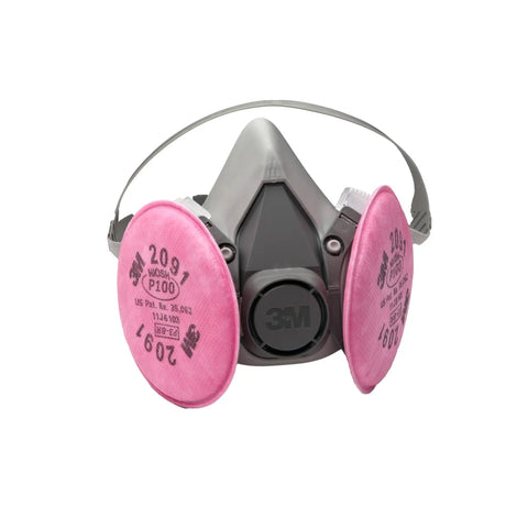Half Facepiece Reusable Respirator Kit Size Medium P100 Filter 2091 NIOSH Approved For Welding Soldering Asbestos Cleanup Lightweight Comfortable Easy To Adjust Pro Grade All Day Wear