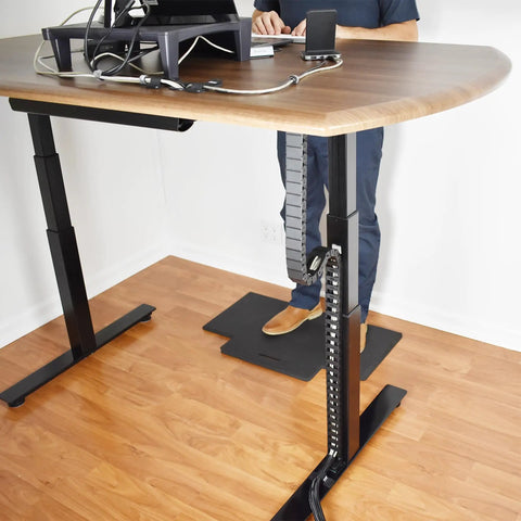 Flexible Under Desk Cable Raceway for Sit Stand Desks, Sleek S Shaped Channel to Hide and Organize Wires, Protect Cables, Black