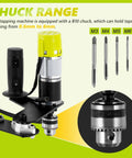 Electric Tapping Machine with Adjustable Tap Tool, Bench Vise, and Four Taps, Chuck Range 0.6mm to 6mm visible close-up