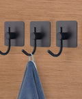 12 Pack Heavy Duty Adhesive Wall Hooks Aluminum Towel Hangers For Hanging Coats Hats Towels Robes Keys And Clothes Stick On Wall Mounts For Kitchen And Bathroom Black