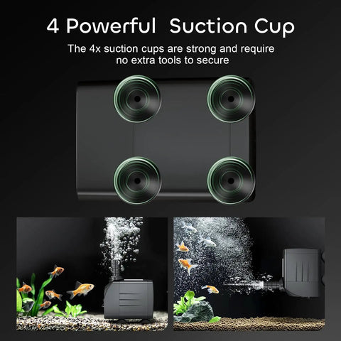 Top view of 550 GPH Submersible Fountain Pump With 7.2 Ft Lift, 30W, 2000 L Per Hour showing four suction cups for aquarium use.
