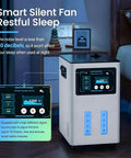 Hydrogen Inhalation Machine With 3 Port Inhaler And Touch Screen Display in bedroom, showing settings for quiet therapy use.