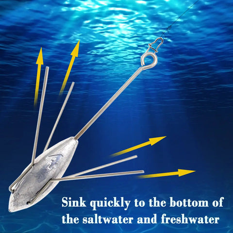 Three Piece Spider Sinkers Set For Saltwater Fishing Includes 3 Oz 4 Oz And 5 Oz Weights Durable Anti Drift Bottom Casting Sinker underwater view