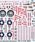 One To Seventy Two Scale F-111B Navy Decal Set For Model Aircraft D72001 Multicolor Water Slide Decals New In Box