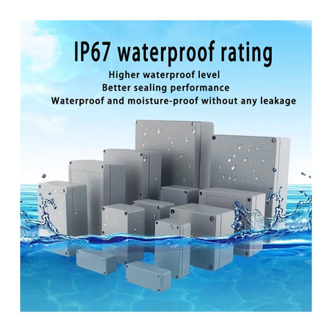 Front view of multiple PXFOCOYD cast aluminum junction boxes, IP67 waterproof, various sizes