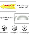 Garage Sale Sign With Stakes Waterproof Reusable Double Sided Arrow Signs 16x5 Inches Plastic Yard Sale Supplies Directional Arrows To Grab Attention And Bring In Shoppers 3 Pack, yellow corrugated plastic arrow sign with stake