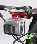 Out Front Bike Handlebar Mount For NiteRider Adapters And Garmin Edge Computers with action camera attached