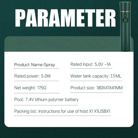 Portable Oxygen Facial Nano Mist Sprayer For Deep Hydration And Anti Aging 10X Penetration Nano Atomization device specs