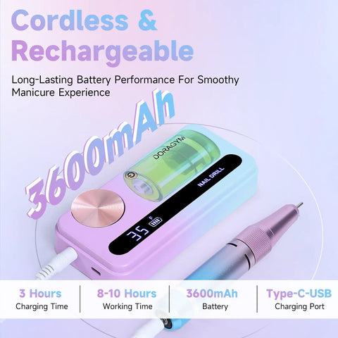 A Killer Rechargeable Cordless Nail Drill Running 35000Rpm To Shape Acrylics Swift While Acting As A Trustworthy Electric Nail File.