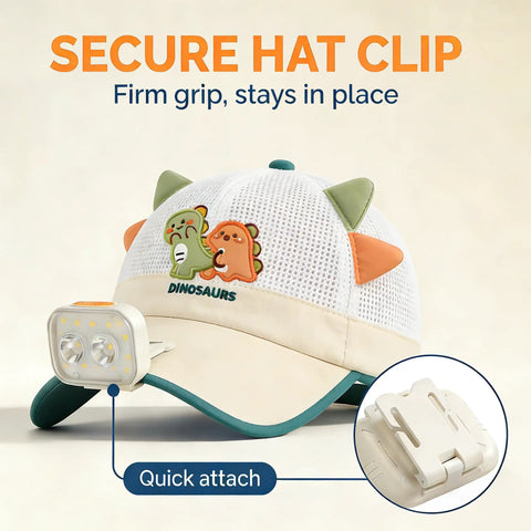 Kids Adventure Light Set With USB C Rechargeable Lantern And Motion Sensor Headlamp hands-free headlight on dinosaur hat