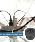 Eight Piece Rubber Cable Grommets For 1/2 Inch Holes Desk Pass Through Covers shown hiding wires on a desk