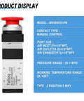 Red Mushroom Push Button Pneumatic Valve, 5 Way 2 Position With Automatic Reset, 1/4 NPT Inlet And Outlet, 1/8 NPT Exhaust, Industrial Grade