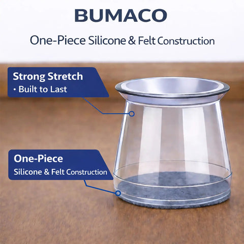 20 Pack Chair Leg Floor Protectors Silicone Pads For Hardwood Floors Clear Universal Fit shown with strong stretch feature