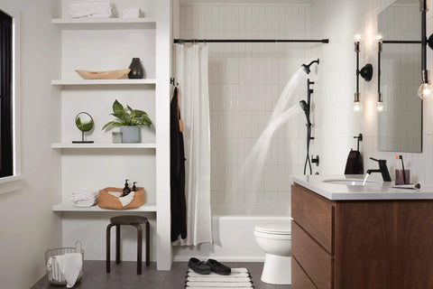 Precept Three Function Diverter Trim Kit Matte Black For Shower ADA Compliant Metal Lever Two Independent And One Shared Position Lets You Run Two Apps At Once Extends About Two And Five Eighths Inches From Wall Requires Rough In R11000