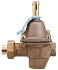 Bronze Heavy Duty High Capacity Water Feed Regulator With Half Inch Union Solder Inlet, Purge Lever, Stainless Steel Strainer, And Tight Seating Check Valve For Hydronic Heating And Boiler Systems side view