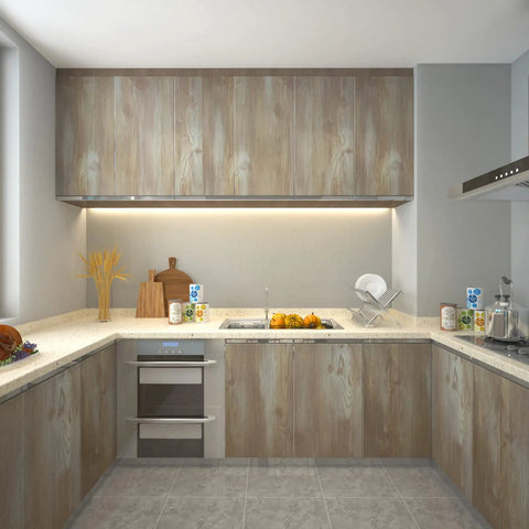 Makeover Your Cabinets With Peel And Stick Wood Wallpaper Faux Wood Grain Contact Paper For Kitchen Countertops Self Adhesive Removable Oak Vintage Wooden Panel Interior Decor Fifteen Point Seven Inch Wide 393 Inch Long in modern kitchen