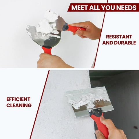 Using All In One Drywall Repair Kit 10 Piece Set With 4 Putty Knives 1 2 4 6 Inches 3 Taping Knives 8 10 12 Inches for wall repair