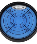 Top view of 50x10mm High Precision Bubble Level Horizontal Measuring Tool with blue circular level lines.