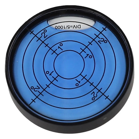 Top view of 50x10mm High Precision Bubble Level Horizontal Measuring Tool with blue circular level lines.