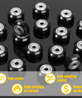 16 Piece POM Pulley Wheel Set For 3D Printers With 625zz Plastic V Slot Bearings And Linear Bearings Compatible With Creality CR10 Ender 3 Anet A8 Printers Black, 24mm