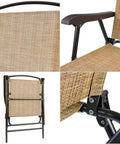 Outdoor Patio Folding Chairs Set Of 2 Sling Chairs for Camping Garden Pool or Beach with strong iron frame, close-up details