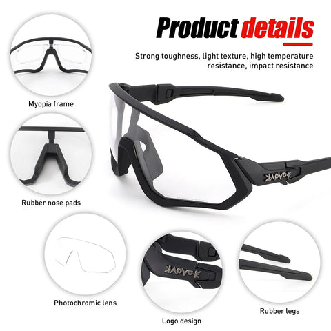 Dope Photochromic Cycling Glasses For Men And Women Mountain Bike Sunglasses With Lens That Darkens From Clear To Gray UV Protection